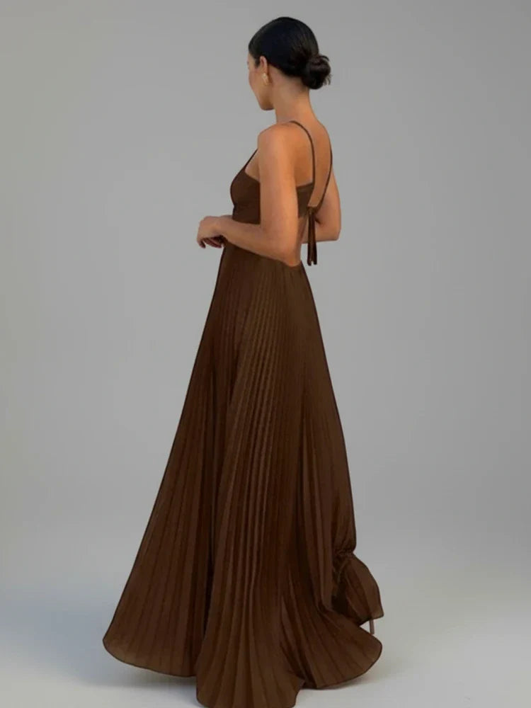 Ophélie | Pleated A-Line Cutout Maxi Dress