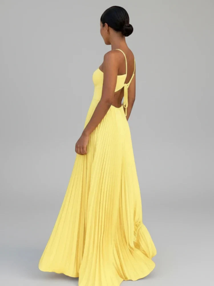 Ophélie | Pleated A-Line Cutout Maxi Dress