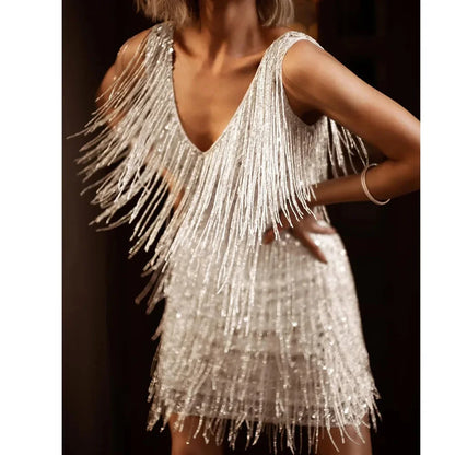 Serenelle | Fringe Feather Cocktail Dress
