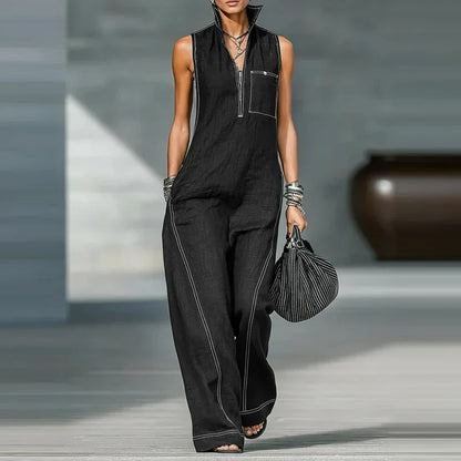 Marielle | Zip-Front Wide-Leg Jumpsuit
