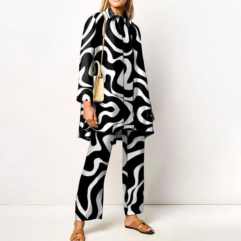 Cyrielle | Vintage Print Blouse & Trouser Set