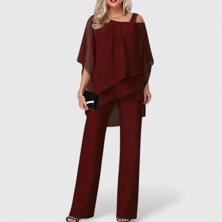 Renata | Draped Top & Wide Leg Pants Set