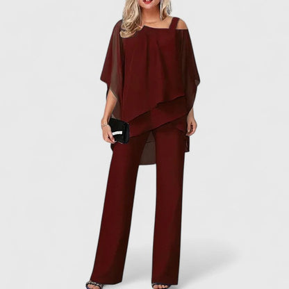Renata | Draped Top & Wide Leg Pants Set
