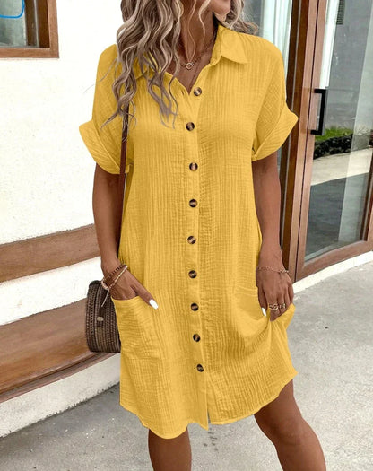 Serenity | Cotton Linen Mini Dress with Pockets