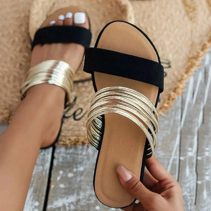 Bérangère | Multi-Band Flat Slide Sandals