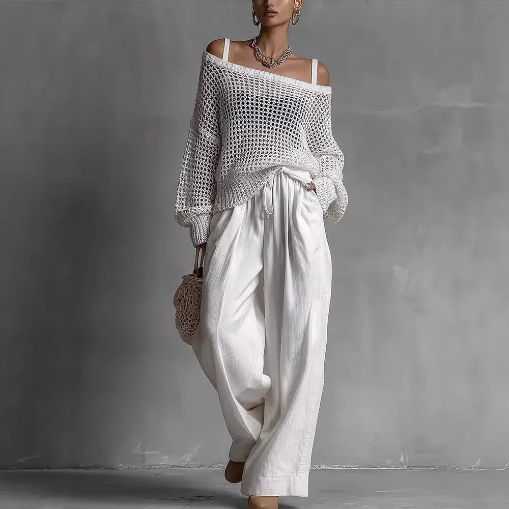 Malou | Off-Shoulder Top & Wide-Leg Trouser Set