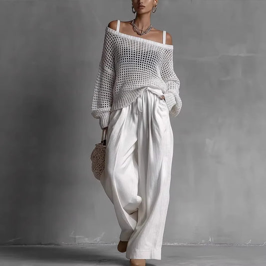 Malou | Off-Shoulder Top & Wide-Leg Trouser Set