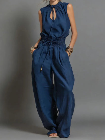 Mavelle | Drawstring Wide-Leg Jumpsuit