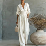 Halden | Surplice V-Neck Wide-Leg Jumpsuit