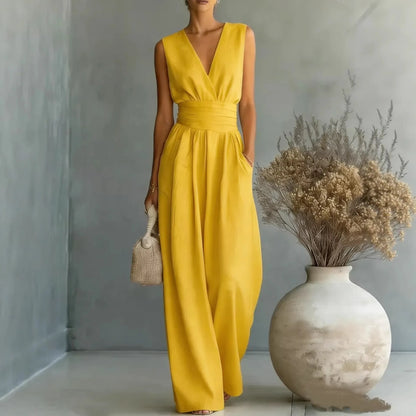 Lilia | Sleeveless V-Neck Wide-Leg Jumpsuit