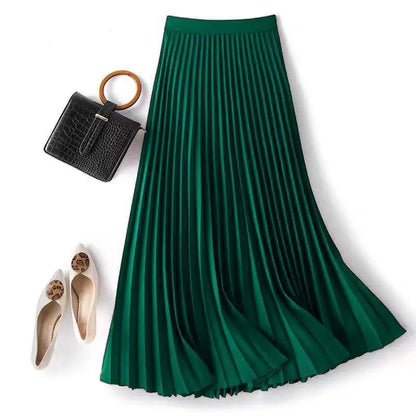 Cassia | Satin Pleated A-Line Skirt