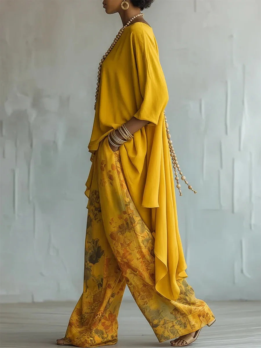 Anouck | Floral Top & Wide-Leg Pants Set