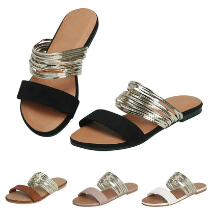 Bérangère | Multi-Band Flat Slide Sandals