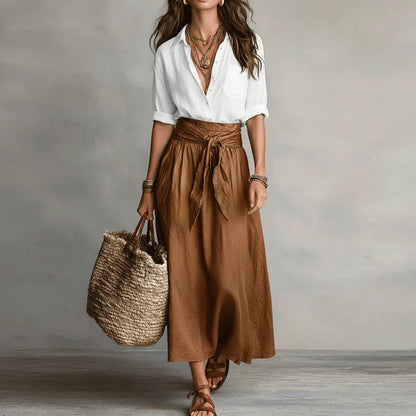 Tamsin | Tie-Waist Top and Midi Skirt Set