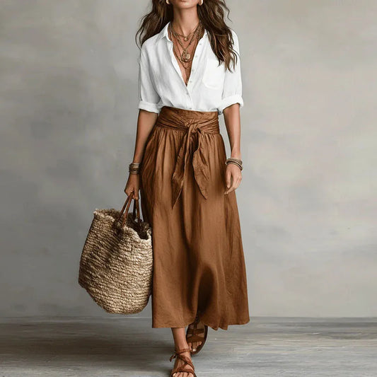 Tamsin | Tie-Waist Top and Midi Skirt Set