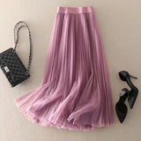 Mireya | Pleated Mesh Midi Skirt