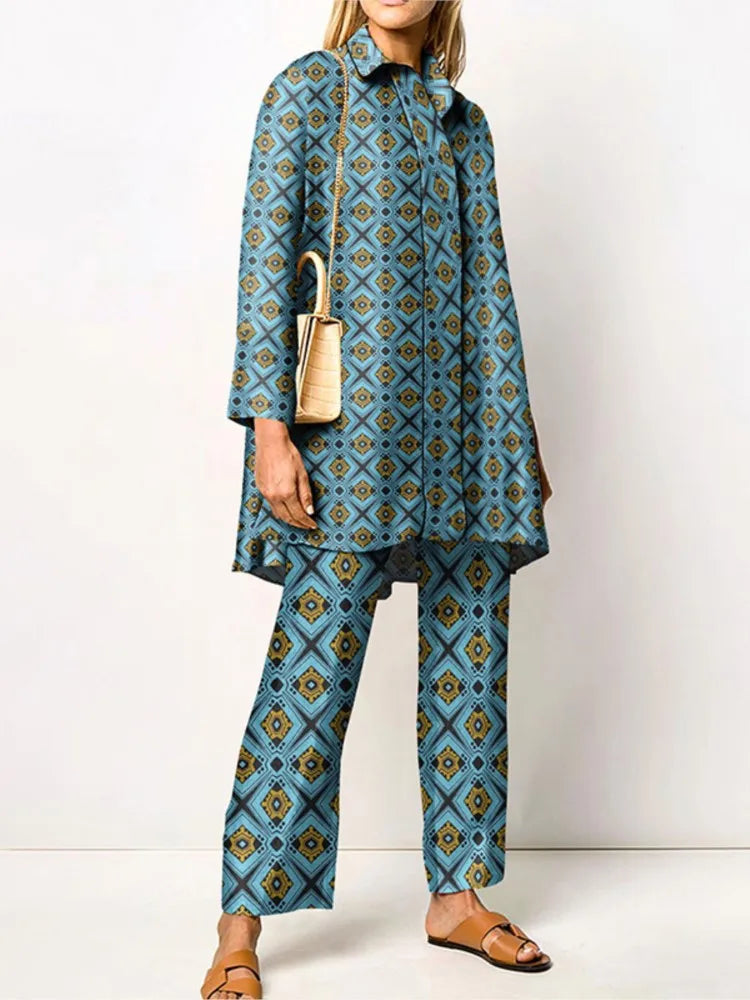 Cyrielle | Vintage Print Blouse & Trouser Set