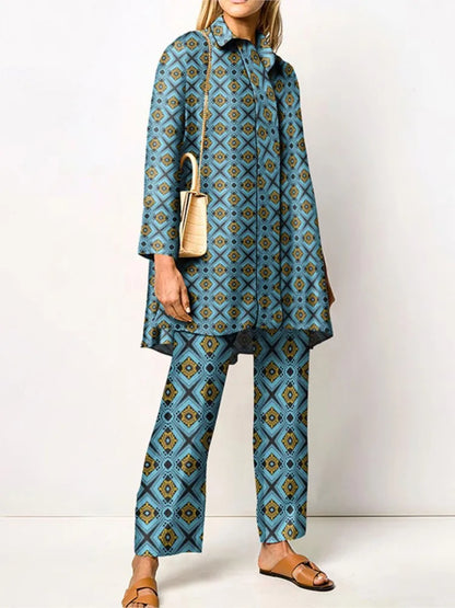 Cyrielle | Vintage Print Blouse & Trouser Set