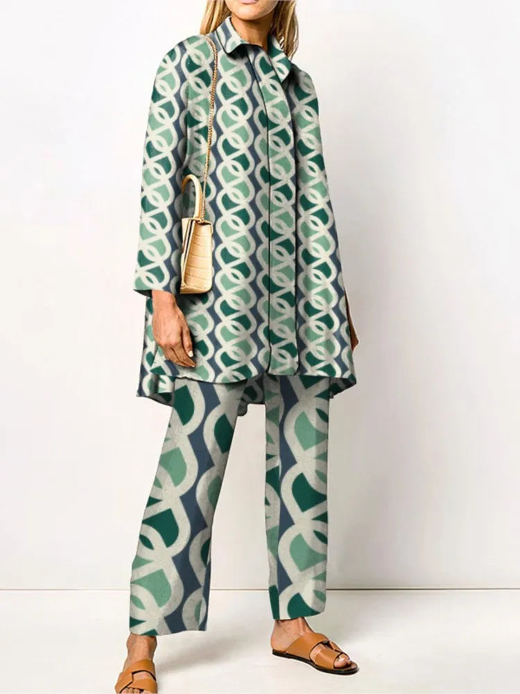 Cyrielle | Vintage Print Blouse & Trouser Set