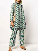 Cyrielle | Vintage Print Blouse & Trouser Set