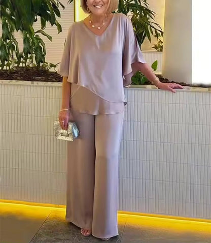Valeria | Layered Top & Wide-Leg Pants Set