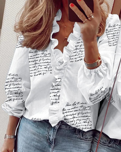 Noémie | Ruffle Neck Balloon Sleeve Blouse
