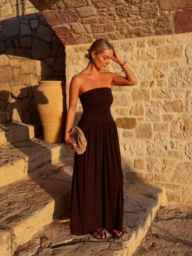 Isadora | Strapless Pleated Maxi Dress
