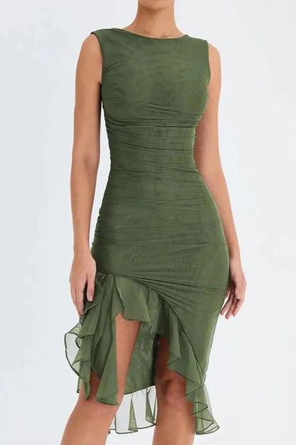Magnolia | Ruched Sleeveless Midi Dress