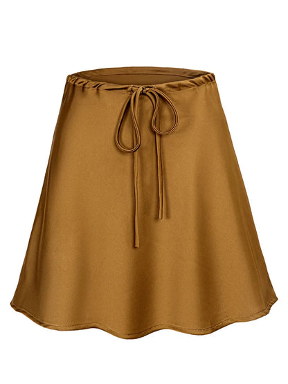 Orlina | Satin Drawstring Mini Skirt
