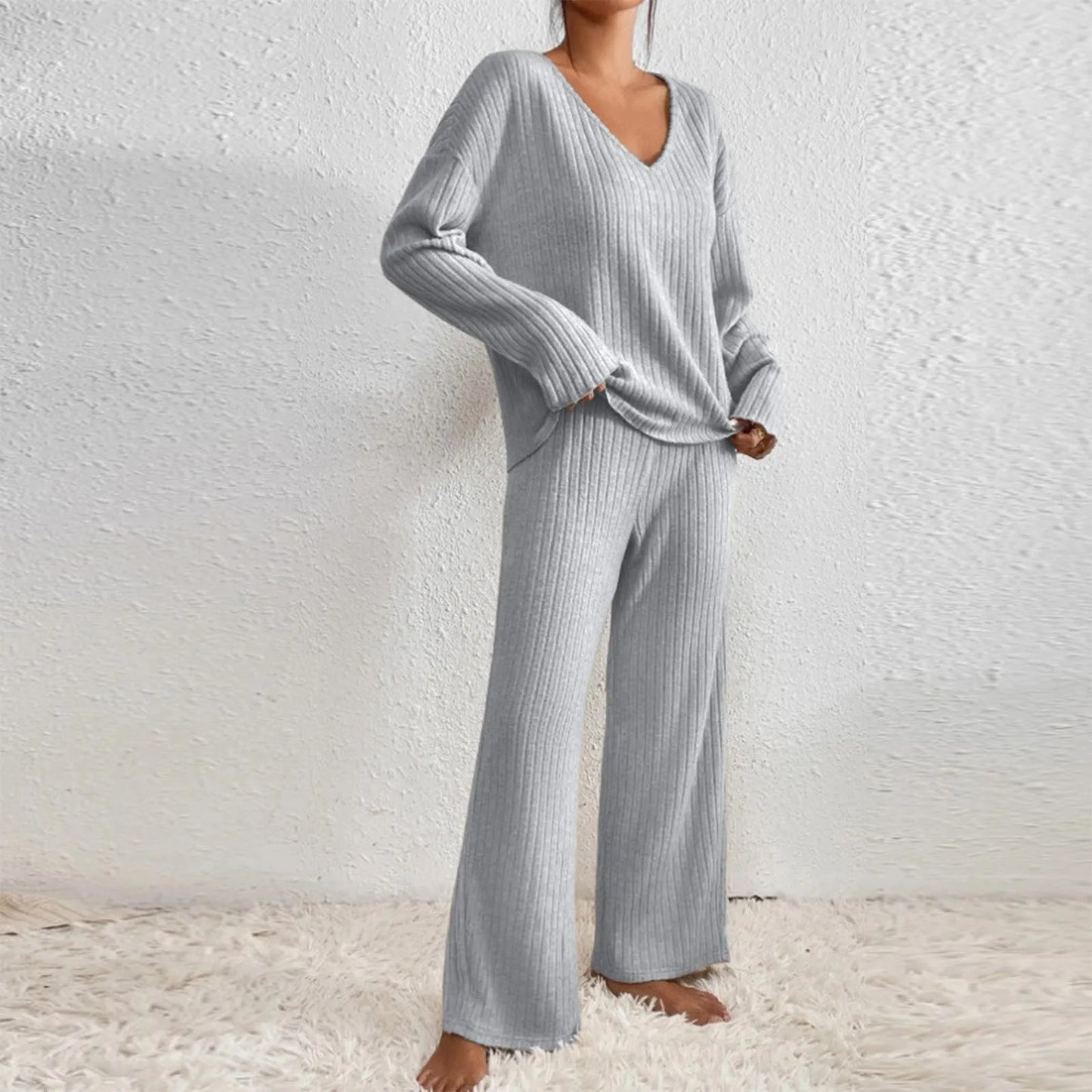 Esmae | Ribbed Knit Top and Trouser Set
