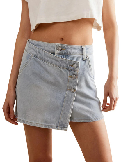 Lucia | Overlap Denim Mini Skirt