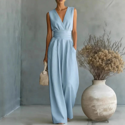 Lilia | Sleeveless V-Neck Wide-Leg Jumpsuit