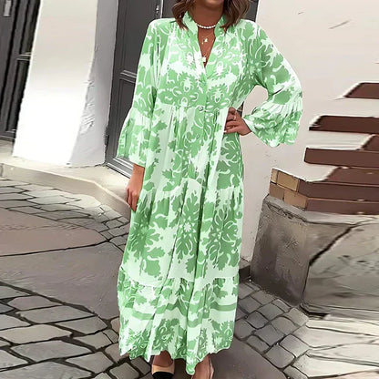 Elise | Boho Printed Draped Maxi Dress