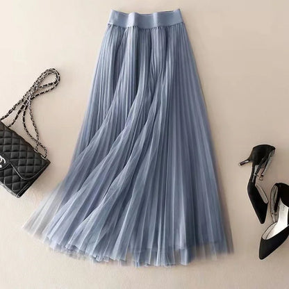 Mireya | Pleated Mesh Midi Skirt
