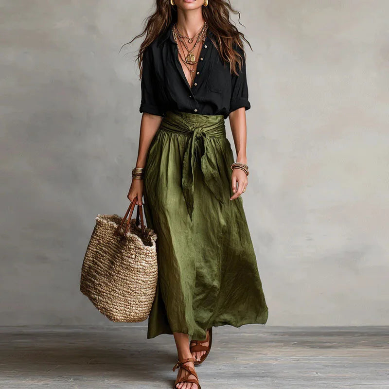 Tamsin | Tie-Waist Top and Midi Skirt Set