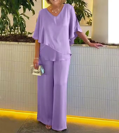 Valeria | Layered Top & Wide-Leg Pants Set