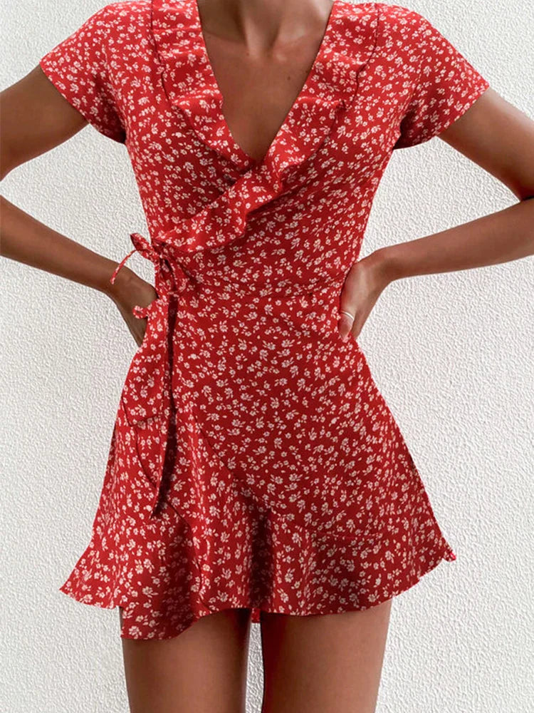 Chloe | Floral Wrap Mini Dress