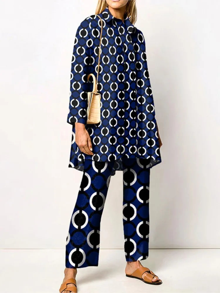 Cyrielle | Vintage Print Blouse & Trouser Set