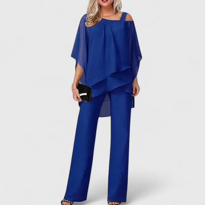 Renata | Draped Top & Wide Leg Pants Set