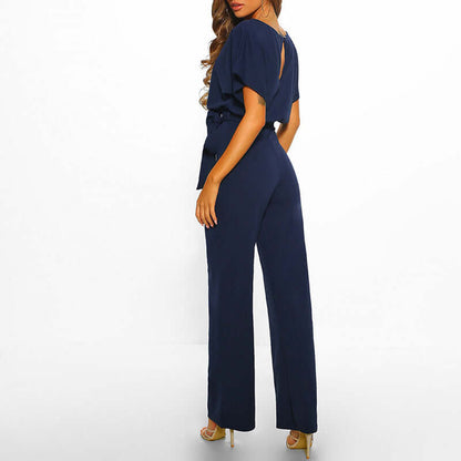 Serelle | Draped Batwing Wide-Leg Jumpsuit