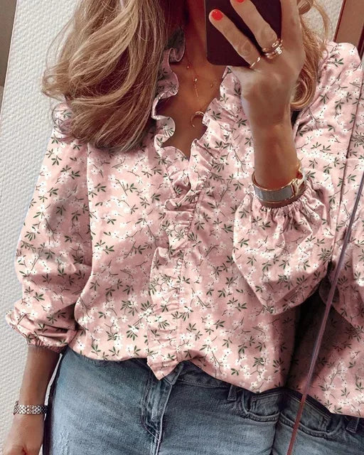 Noémie | Ruffle Neck Balloon Sleeve Blouse