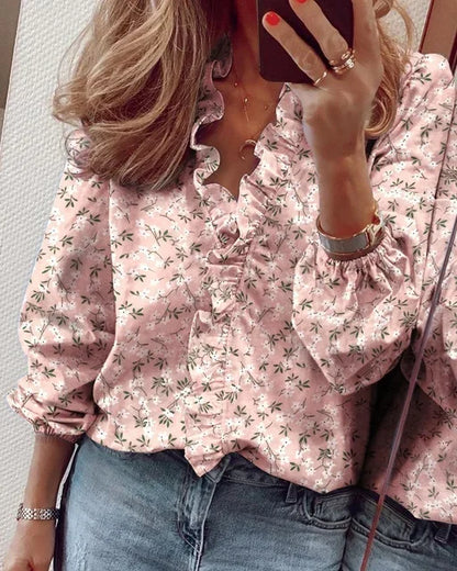 Noémie | Ruffle Neck Balloon Sleeve Blouse