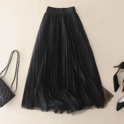 Mireya | Pleated Mesh Midi Skirt