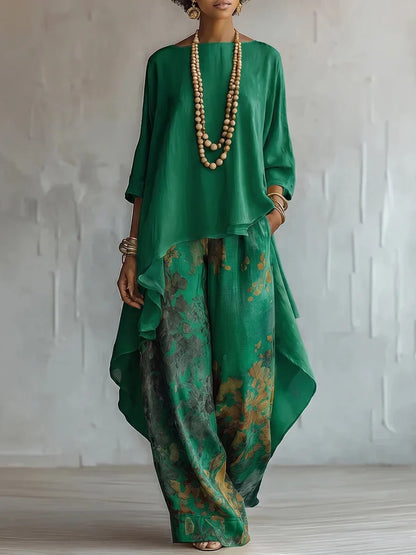 Anouck | Floral Top & Wide-Leg Pants Set