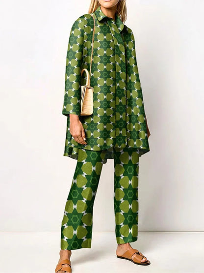 Cyrielle | Vintage Print Blouse & Trouser Set