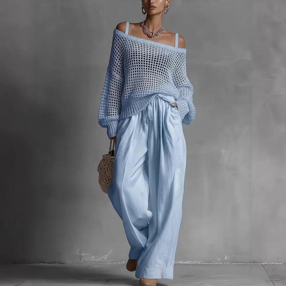 Malou | Off-Shoulder Top & Wide-Leg Trouser Set