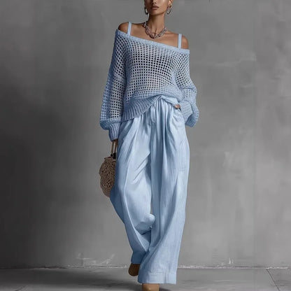 Malou | Off-Shoulder Top & Wide-Leg Trouser Set