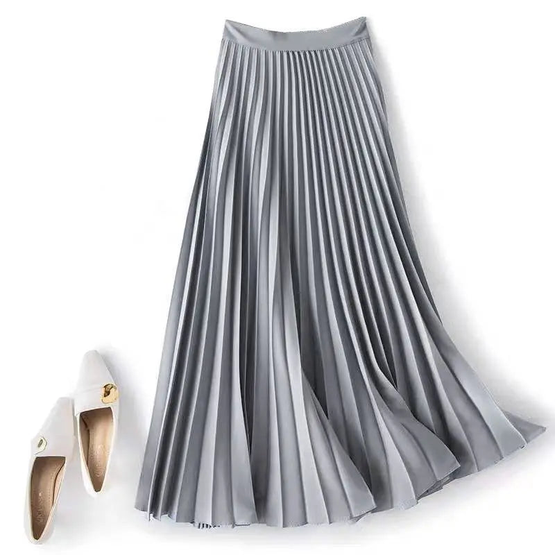 Cassia | Satin Pleated A-Line Skirt