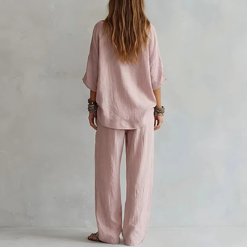 Thalie | Off-Shoulder Top & Wide-Leg Pants Set