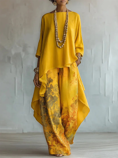 Anouck | Floral Top & Wide-Leg Pants Set
